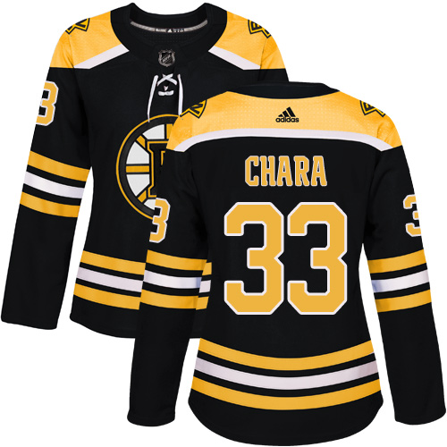 Adidas Boston Bruins #33 Zdeno Chara Black Home Authentic Women Stitched NHL Jersey->women nhl jersey->Women Jersey